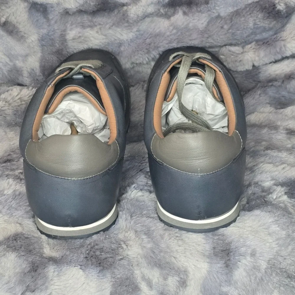 NWB‎ Thomas & Vine Fenway Wide Width Leather Sneakers Gray/Blue size 9.5